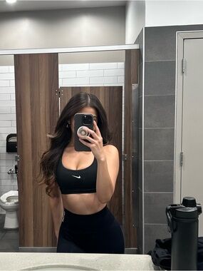 Black NIKE Sports Bra with White Logo